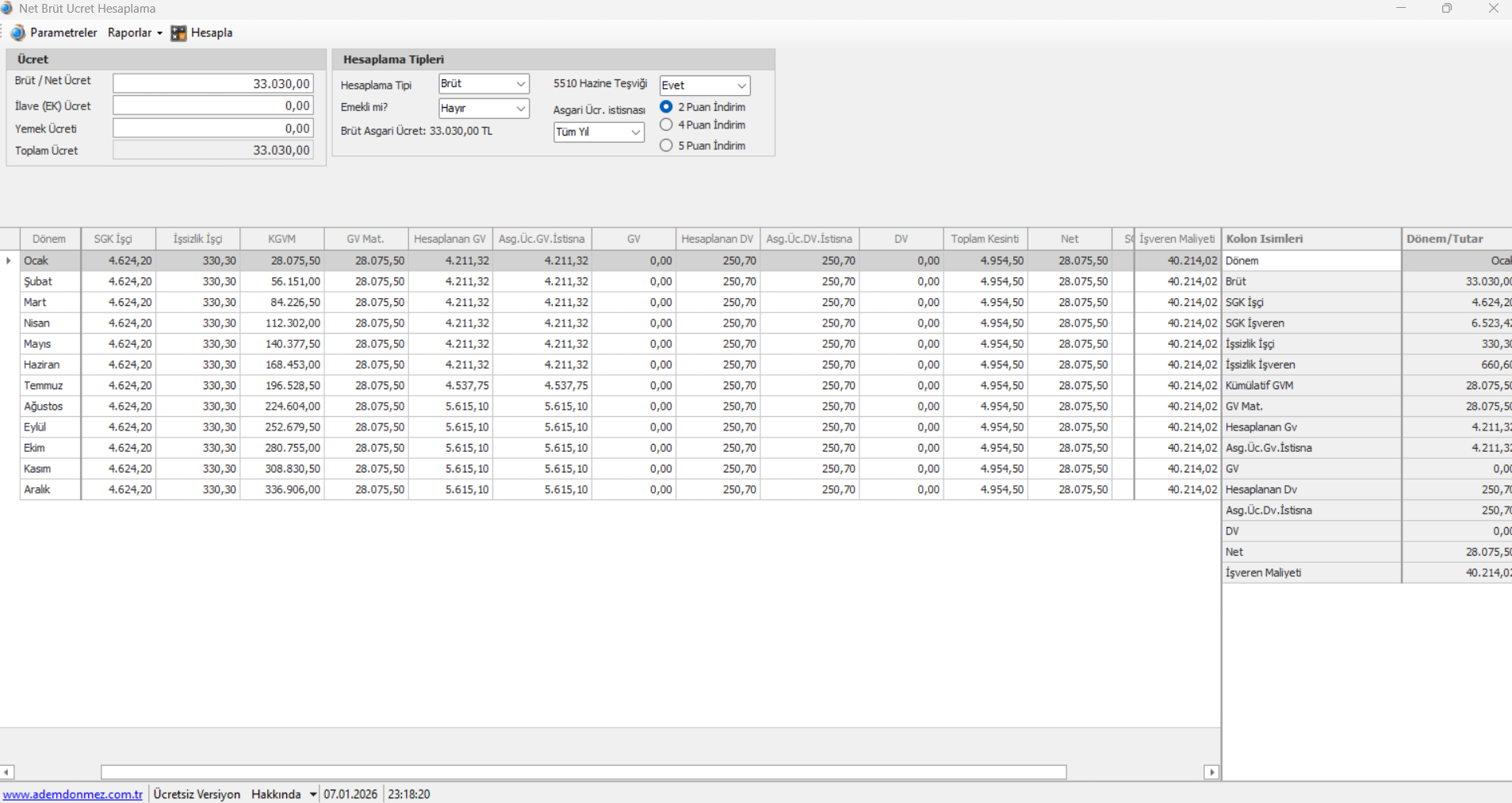 Net Brüt Ücret Hesaplaması